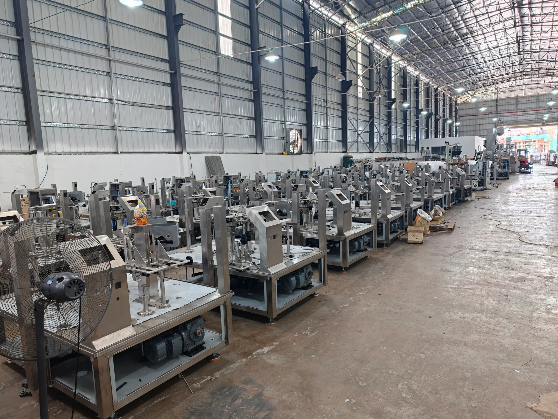 Premade pouch machines in the assembly area